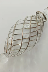 Dandarah Small Blown Glass Ornament - Silver Swirl Oval