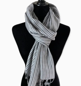 Dandarah Thin Striped Handwoven Bamboo Viscose Scarf - Shades of Gray