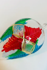 Dandarah Blown Glass Egg Ornament - Palm Leaves