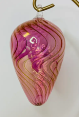 Dandarah Blown Glass Egg Ornament - Wavy Pink