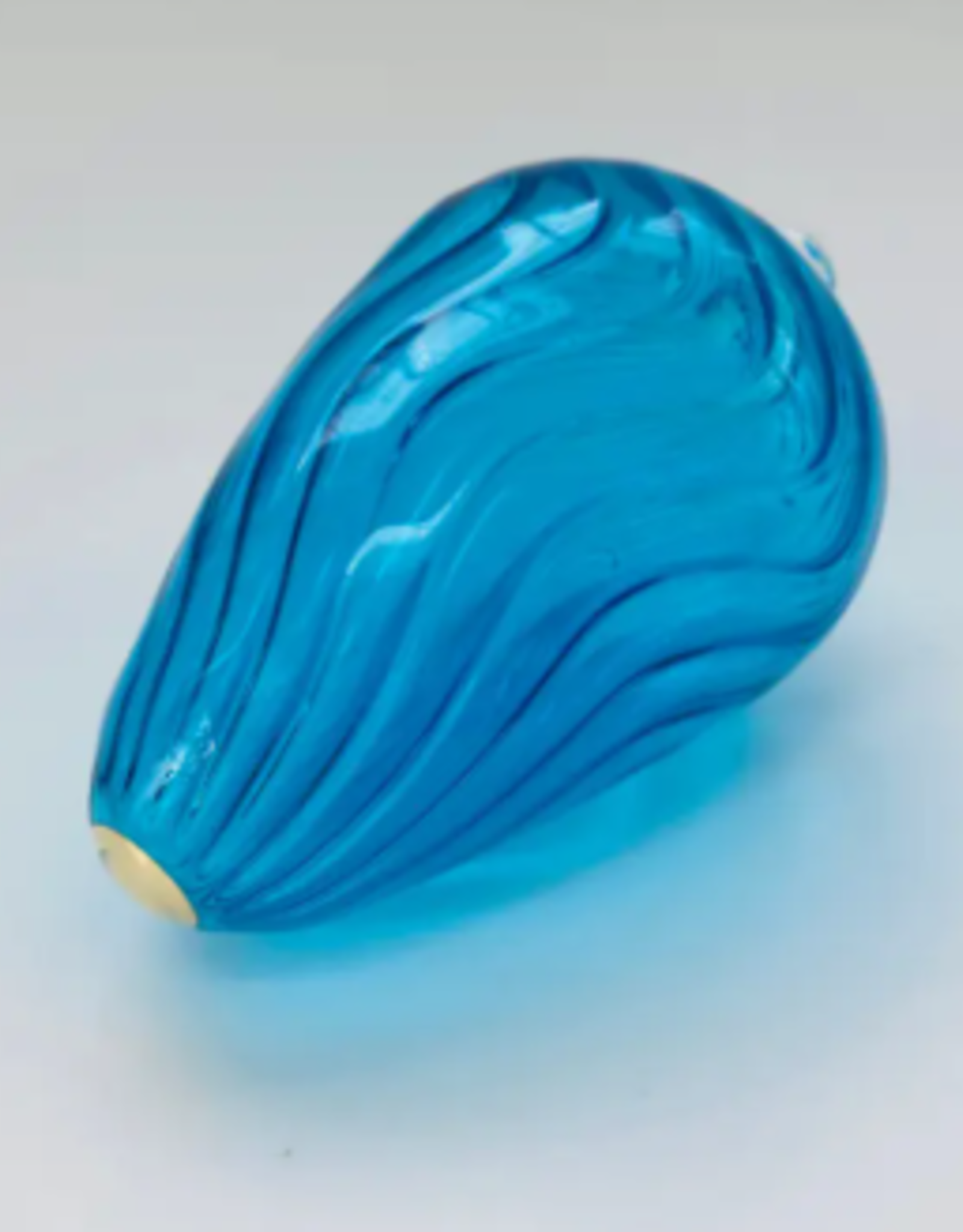 Dandarah Blown Glass Egg Ornament - Wavy Turquoise