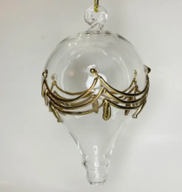 Dandarah Blown Glass Ornament - Hot Air Balloon with Gold Drapes