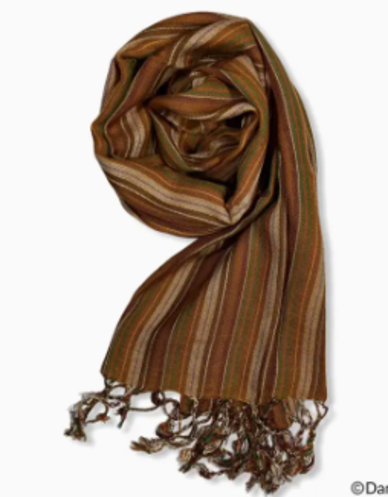 Dandarah Small Striped Handwoven Scarf - Brown & Olive