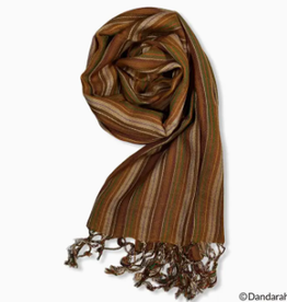 Dandarah Small Striped Handwoven Scarf - Brown & Olive
