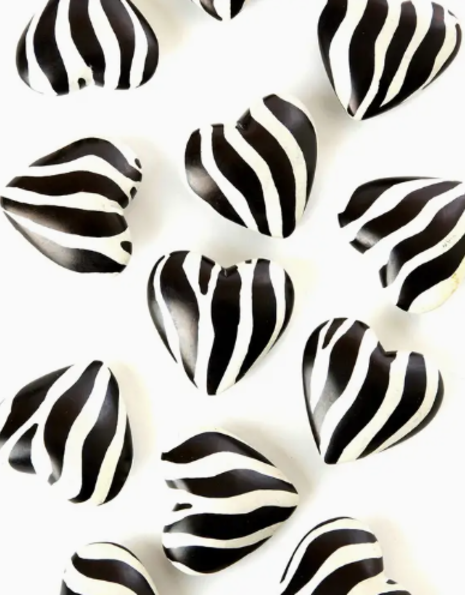 Swahili African Modern Zebra Print Soapstone Hearts