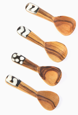 Swahili African Modern Olive Wood and Bone Spice Spoons