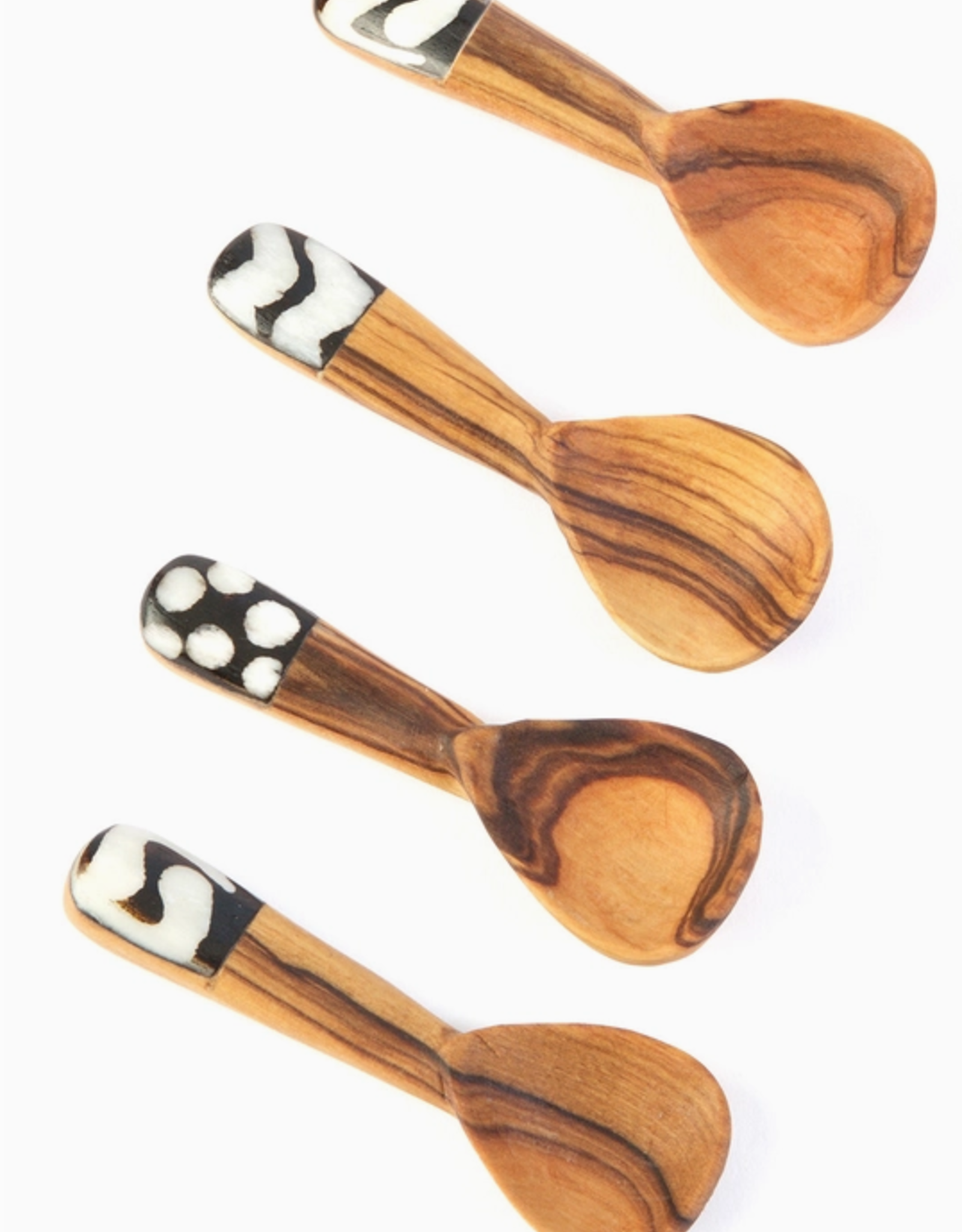 Swahili African Modern Olive Wood and Bone Spice Spoons