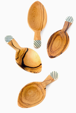 Swahili African Modern Wild Olive Wood Leaf Scoops