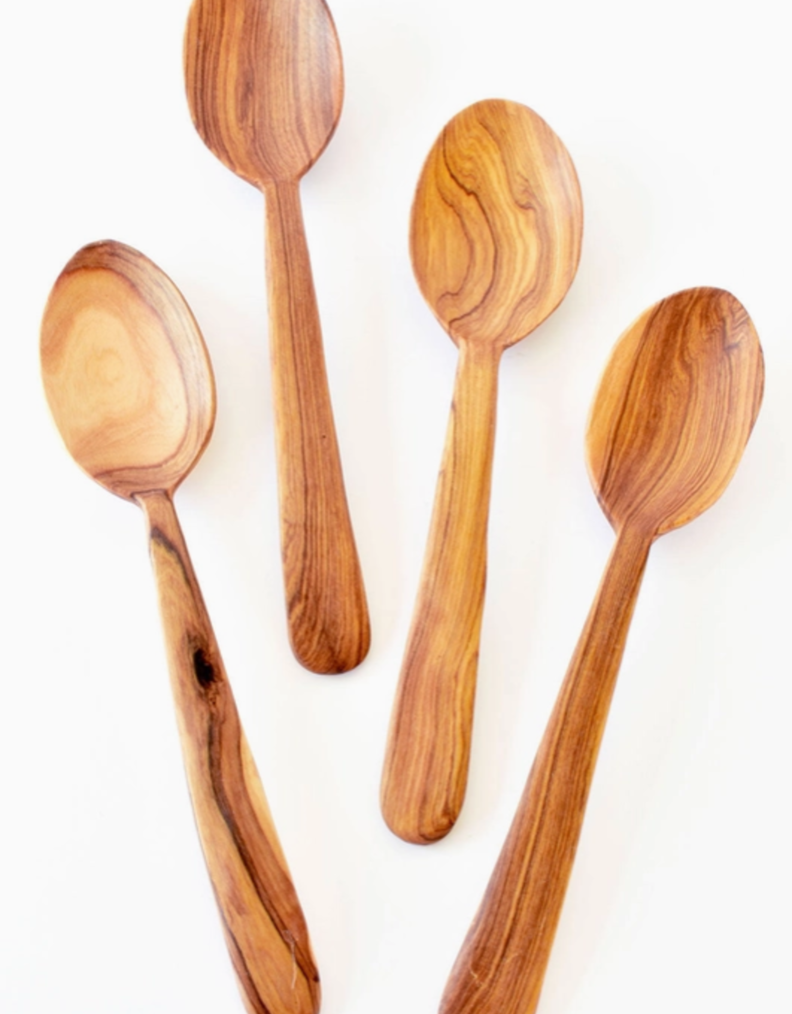 Swahili African Modern Wild Olive Wood Classic Spoons