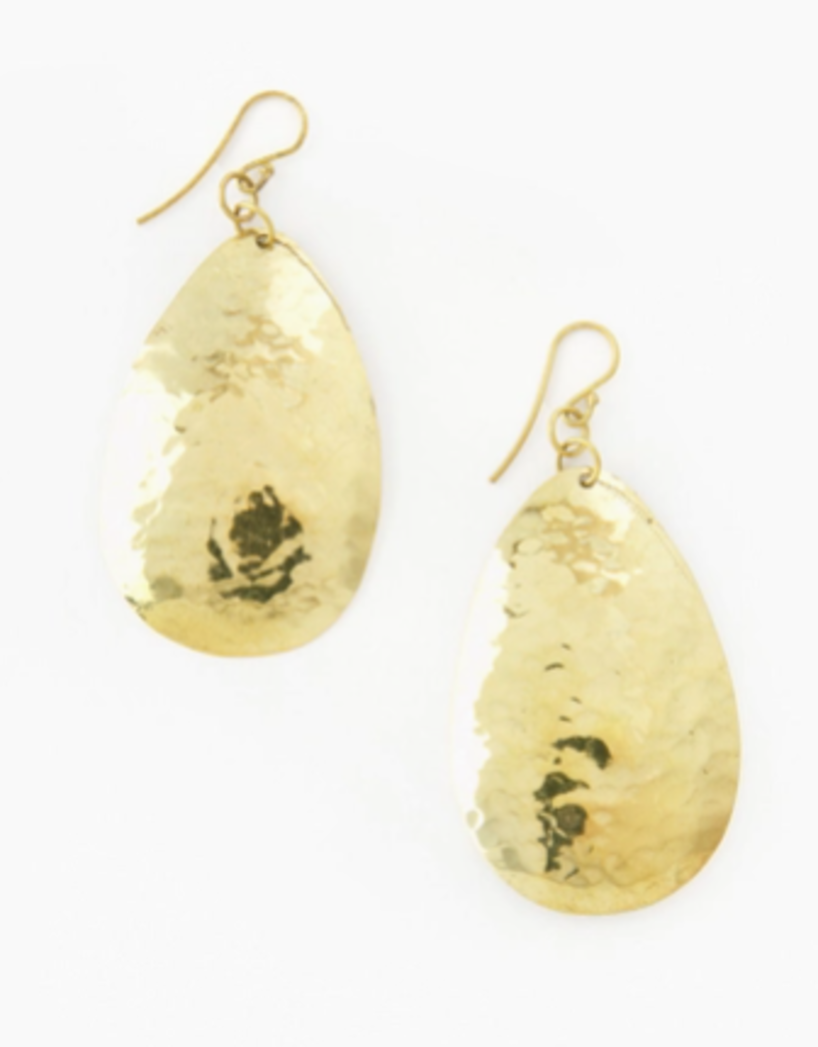 Swahili African Modern Hammered Brass Limelight Earrings
