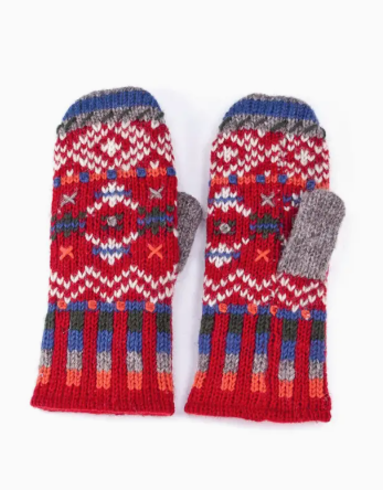 Lost Horizons Helsinki Wool Knit Mittens - Crimson