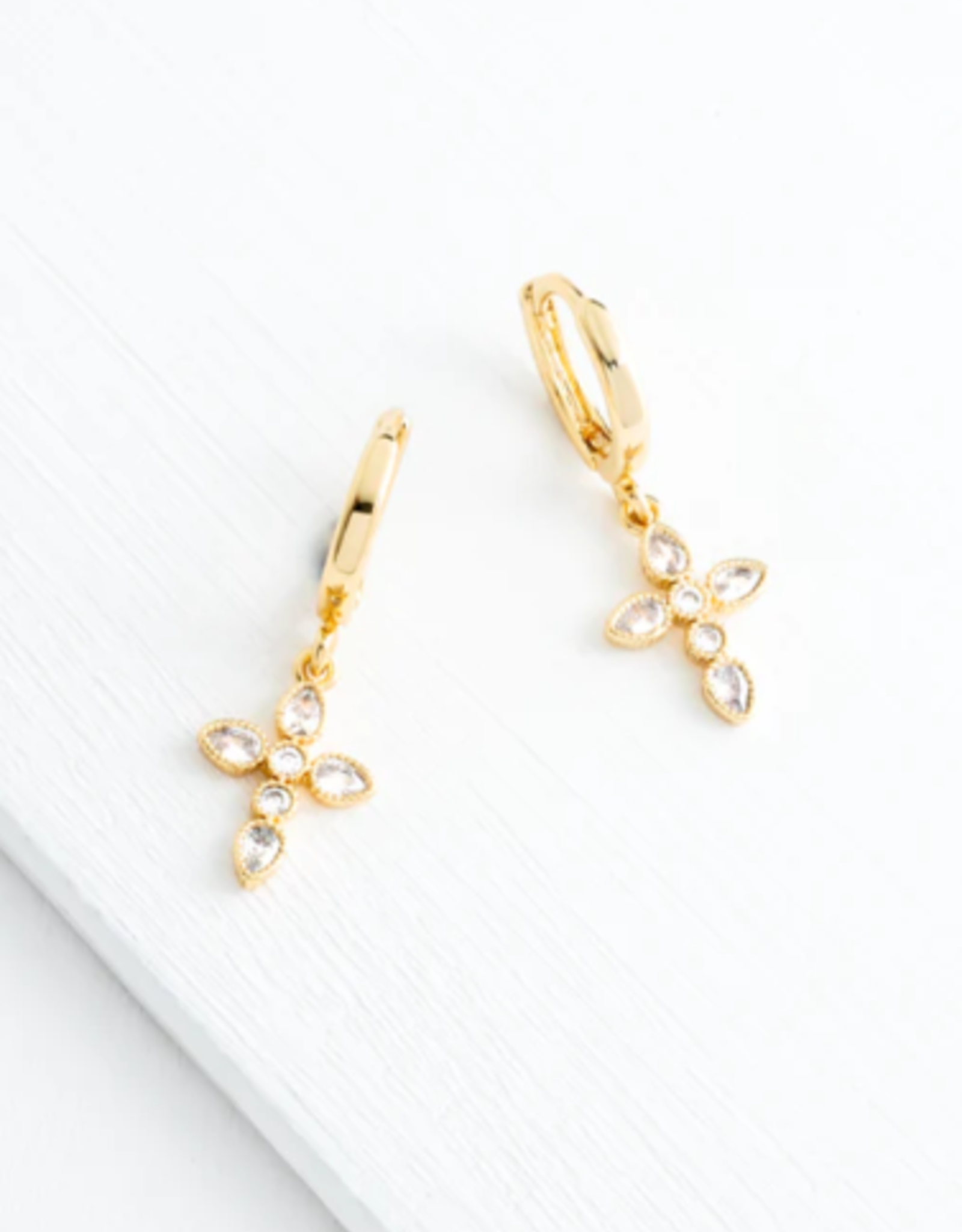 Starfish Project Shimmering Cross Huggie Earrings in Gold