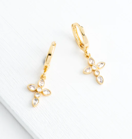 Starfish Project Shimmering Cross Huggie Earrings in Gold
