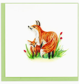 Quilling Card Quilled Fox and Cub Greeting Card