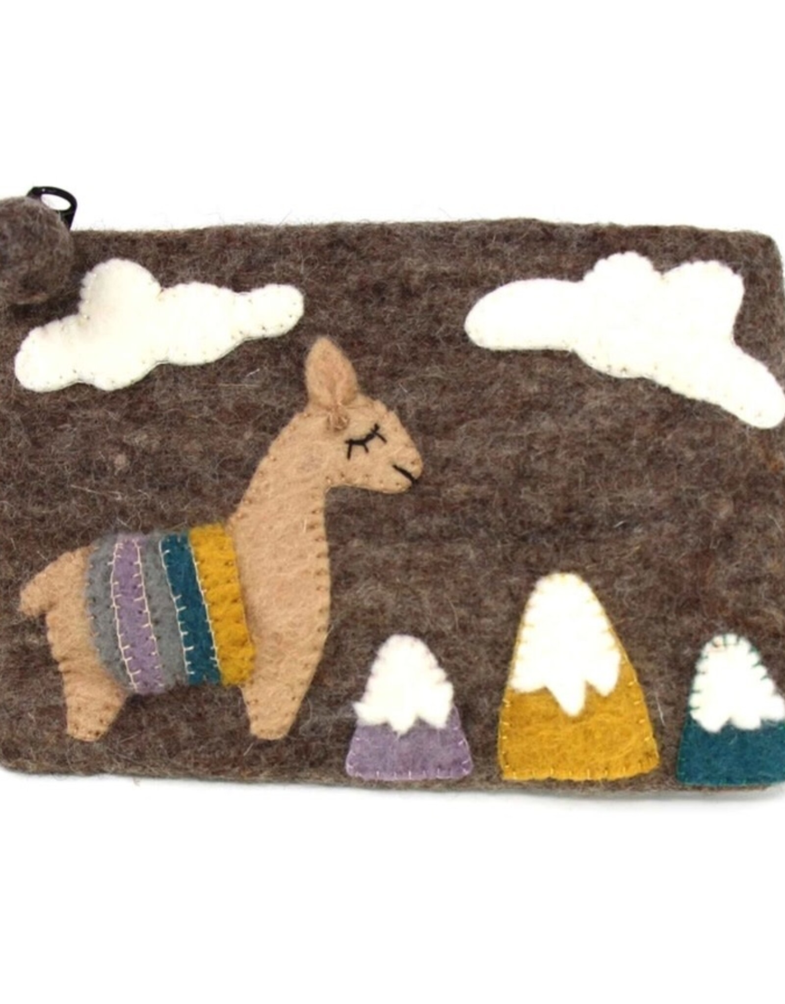 Global Crafts Llama Adventures Felt Zipper Pouch