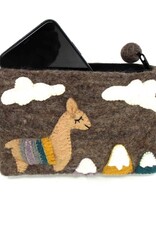 Global Crafts Llama Adventures Felt Zipper Pouch