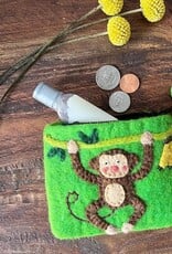 Global Crafts Monkey Felt Coin Zipper Pouch
