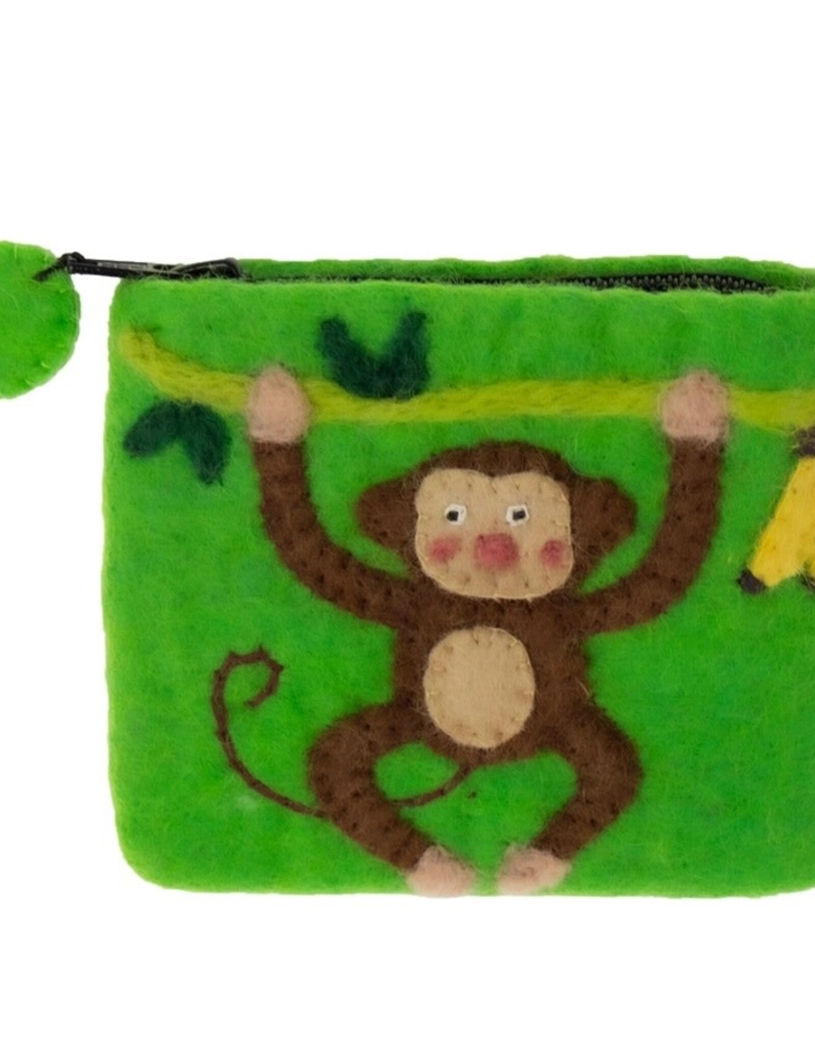 Global Crafts Monkey Felt Coin Zipper Pouch