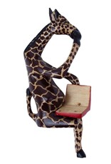 Global Crafts Thinking Giraffe Carved Wood Sculpture Shelf Decor
