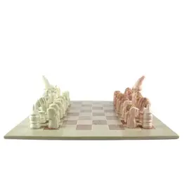 Global Crafts Maasai Chess Set - Soapstone, 15" Board