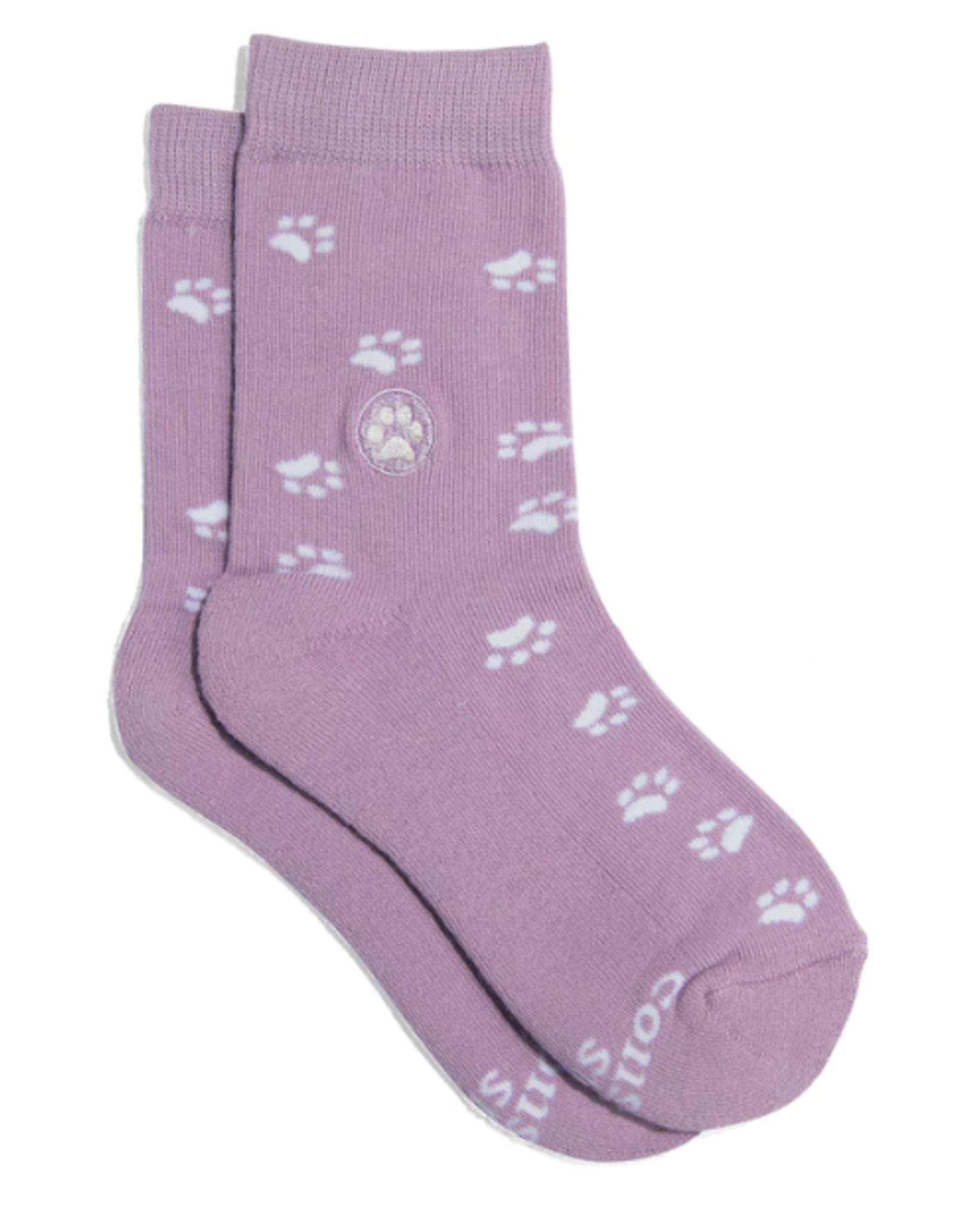 Conscious Step Kids Socks that Save Dogs (Purple Paw Prints)