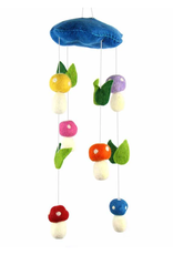 Global Crafts Blue Mushrooms Felt Nursery Mobile