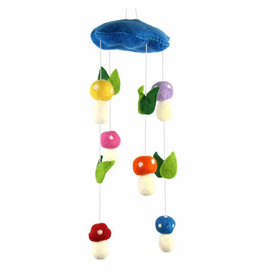 Global Crafts Blue Mushrooms Felt Nursery Mobile