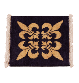 Bunyaad Pakistan Navy & Gold Fleur De Lis Chobi Tribal Rug 1x1