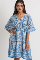 Sevya Handmade Block-Printed Caftans - Sky Blue