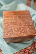 Serrv Leaf Inlay Wooden Keepsake Box