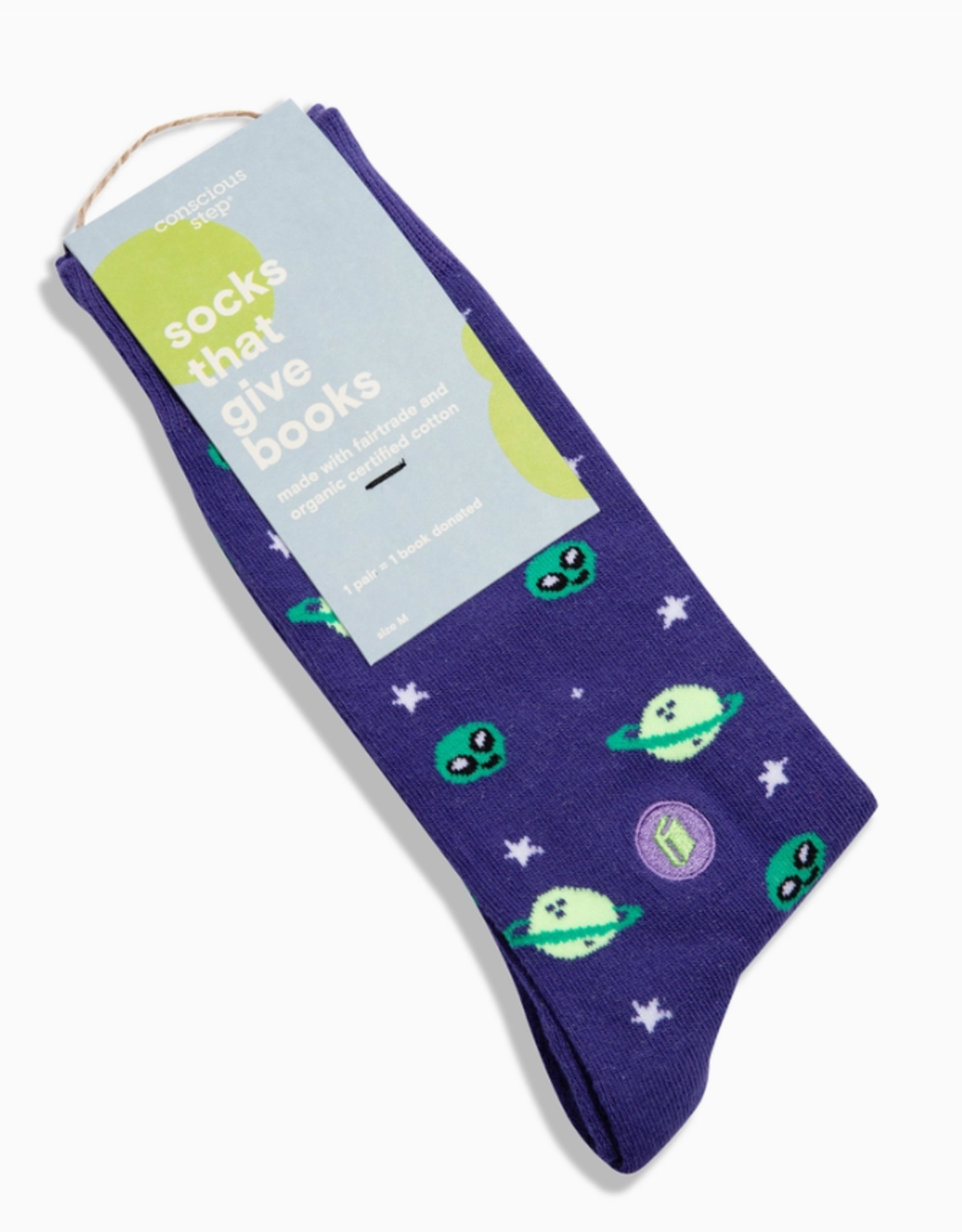Conscious Step Socks that Give Books (Purple Planets)