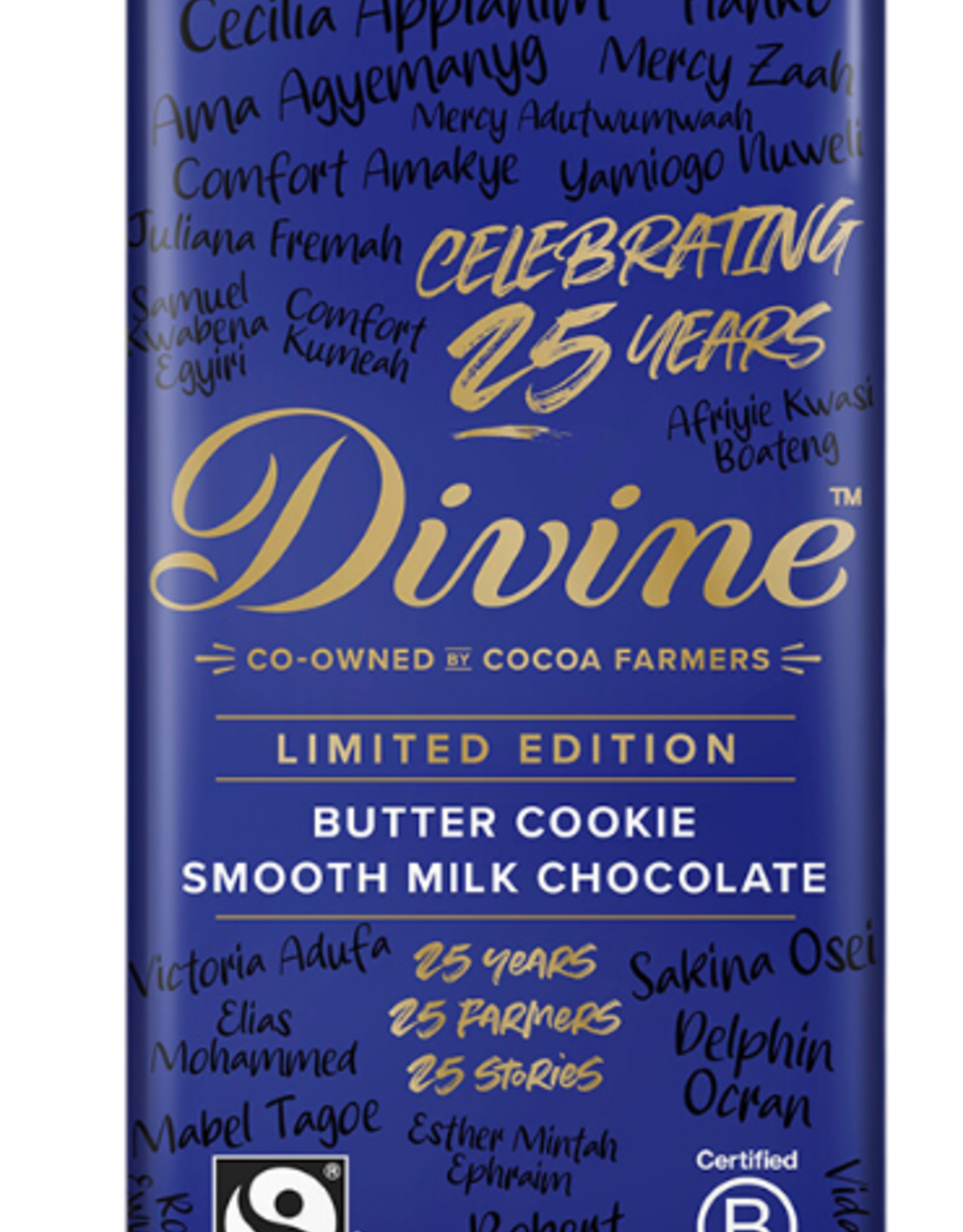 Divine Chocolate Milk Chocolate with Cookie Anniversary Bar