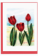 Quilling Card Quilled Red Tulip Field Gift Enclosure Mini Card