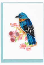 Quilling Card Quilled Bluebird on Flower Branch Gift Enclosure Mini Card