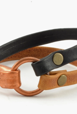 Lucia's Imports Medium Copper Clasp Leather Bracelet - 8"