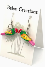 Women of the Cloud Forest Green Macaw Balsa Earrings