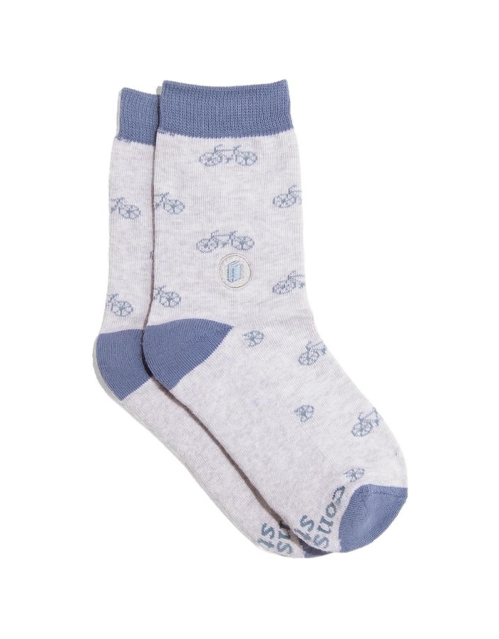 Conscious Step Kids Socks that Give Books (Gray Bicycles)