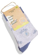 Conscious Step Kids Socks that Give Books (Gray Bicycles)