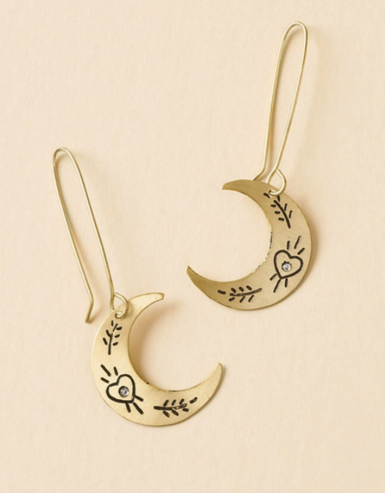 Matr Boomie Ruchi Crescent Moon Gold Dangle Earrings