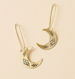 Matr Boomie Ruchi Crescent Moon Gold Dangle Earrings