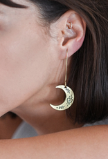 Matr Boomie Ruchi Crescent Moon Gold Dangle Earrings