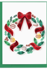 Quilling Card Quilled Holiday Wreath with Ornaments Gift Enclosure Mini Card