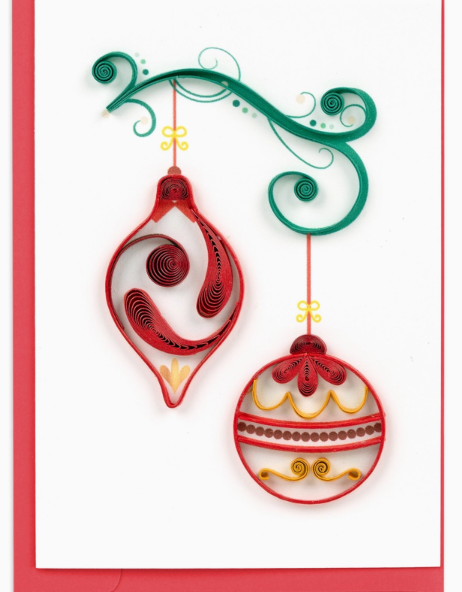 Quilling Card Quilled Red & Gold Ornaments Gift Enclosure Mini Card