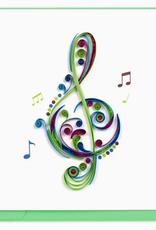 Quilling Card Quilled Treble Clef Greeting Card - Green