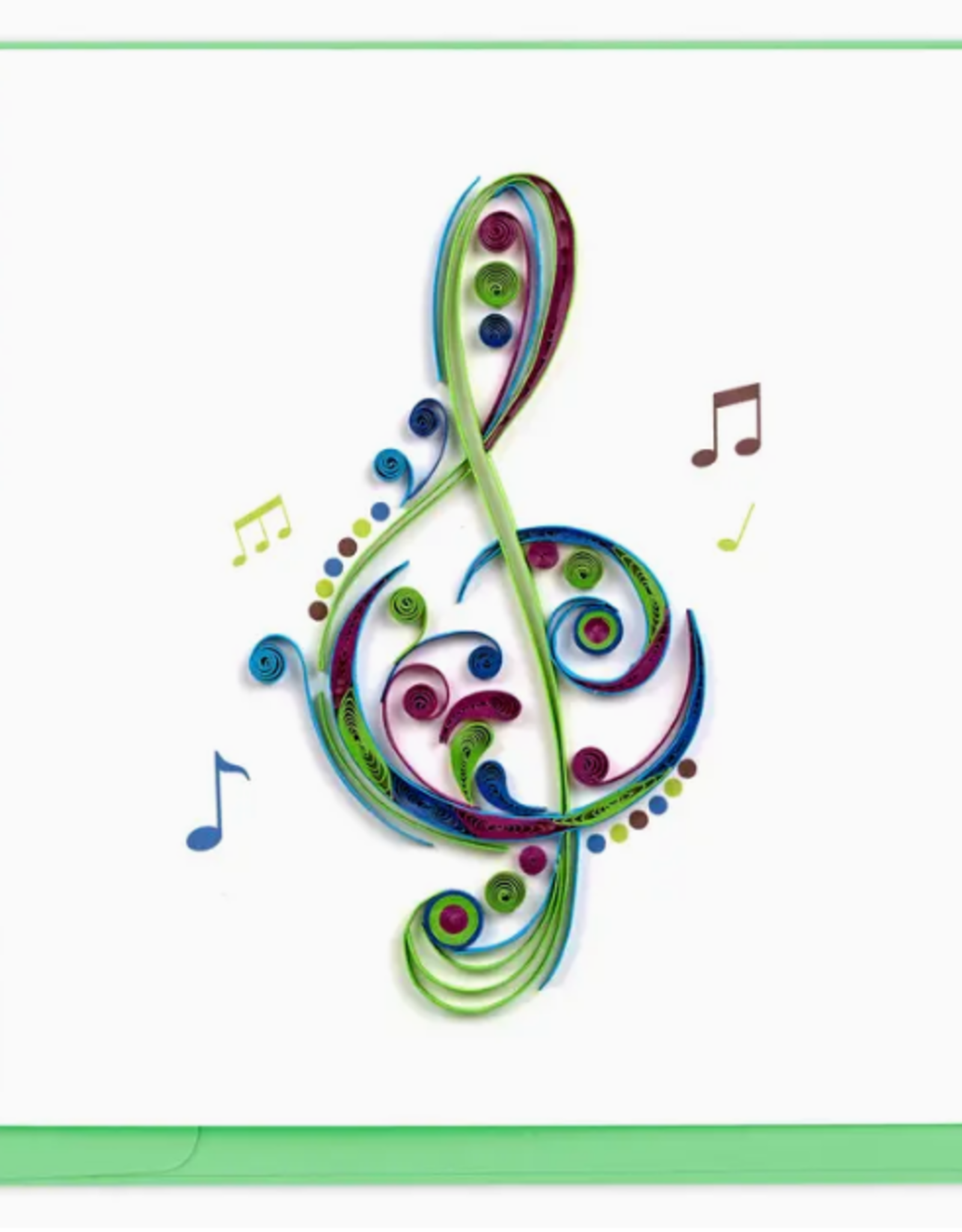 Quilling Card Quilled Treble Clef Greeting Card - Green