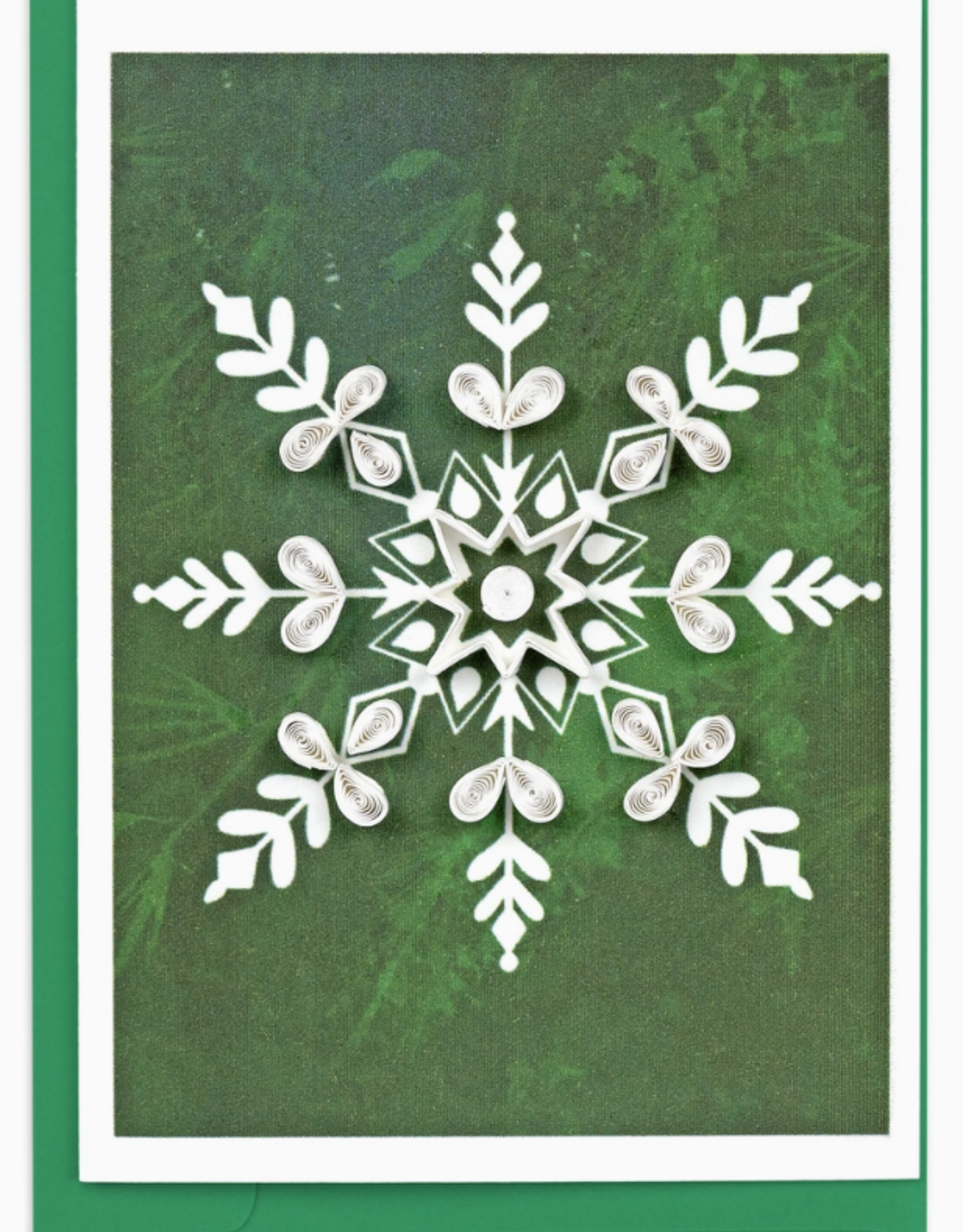 Quilling Card Quilled Snowflake on Pine Gift Enclosure Mini Card