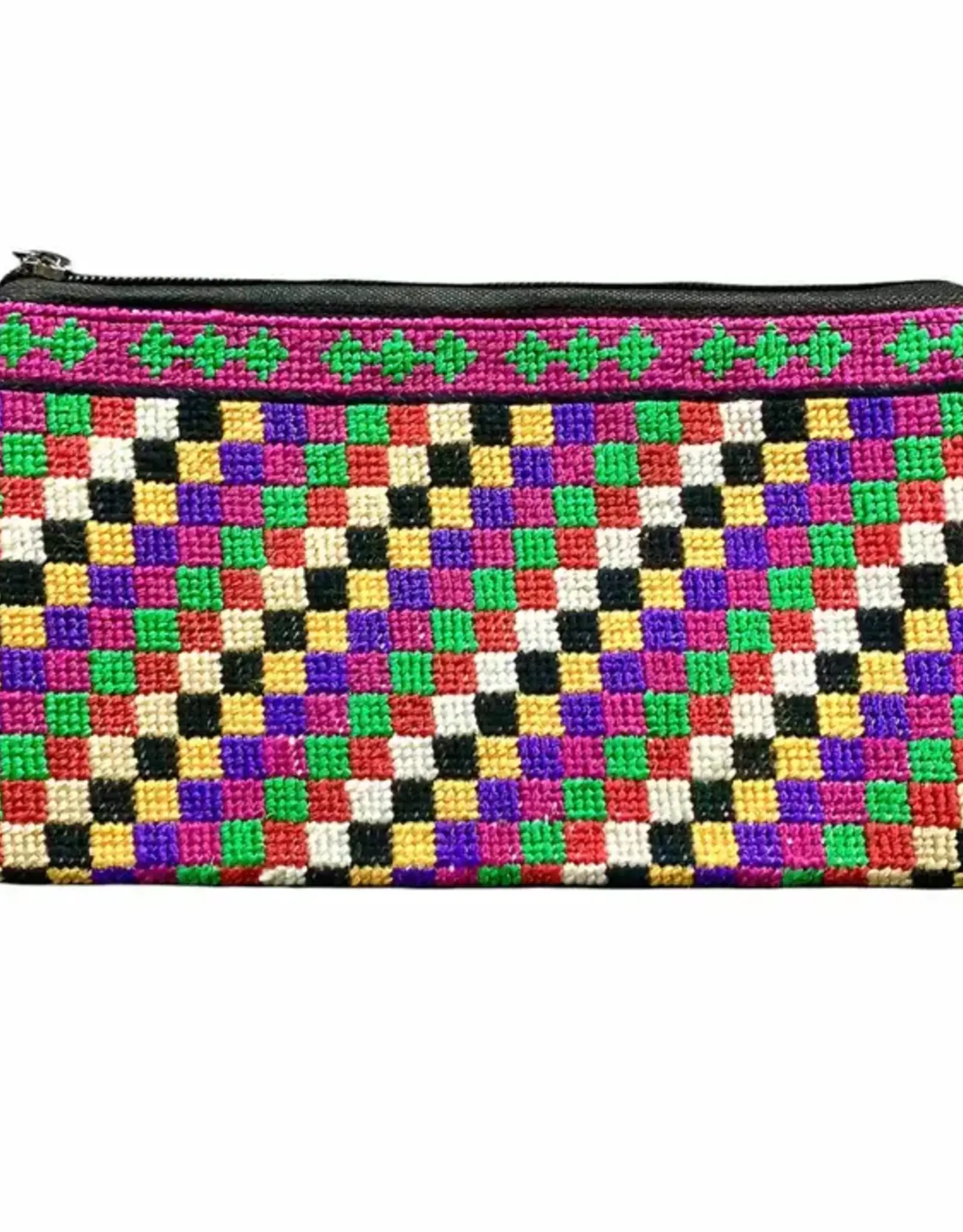 Silk Road Bazaar Checkered Needle Point Clutch