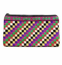 Silk Road Bazaar Checkered Needle Point Clutch