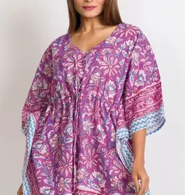 Sevya Handmade Block-Printed Caftans - Purple and Fuchsia