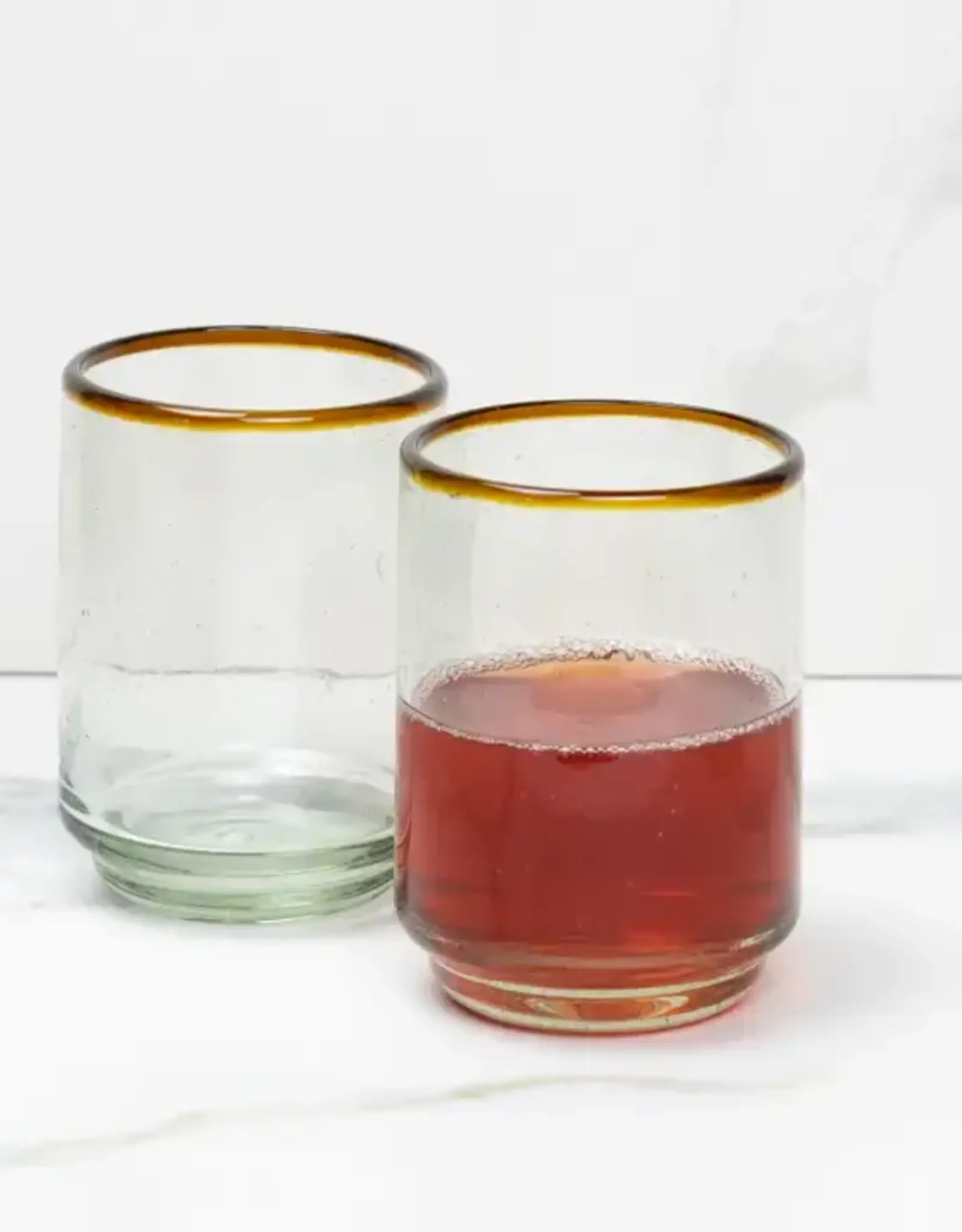 Sobremesa Medium Amber Rim Stacking Glass